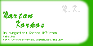 marton korpos business card